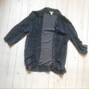 Forever 21 Blue and Gray Boho Long Sleeve Kimono